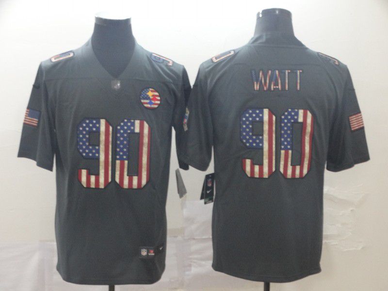 Men Pittsburgh Steelers #90 Watt Carbon Black Retro USA flag Nike NFL Jerseys->seattle seahawks->NFL Jersey